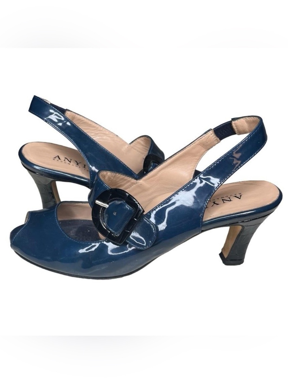ANYI LU🌷’The Tulip’ Heels Blue/Black Croc